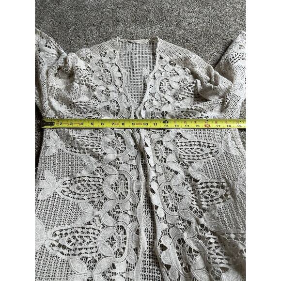 Soft Surroundings Beige Lace Longline Draped Stevie Duster Cardigan Sz Small - Picture 7 of 7